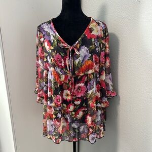 Easel Red and Pink Blouse Vibrant Top